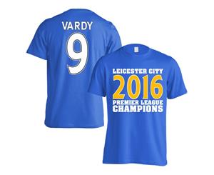 Leicester City 2016 Premier League Champions T-Shirt (Vardy 9) Blue