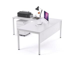 Litewall 2000 - Manager Desk L-Shaped White Square Leg Office Furniture [1800L x 1800W] - white white modesty