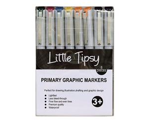 Little Tipsy - Graphic Markers - Primary Colours - 8 piece set