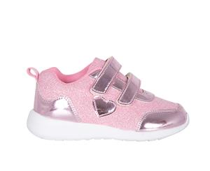 Lizzie Little K Girls Infant Touch Fastening Metallic Sparkly Sneaker - Pink