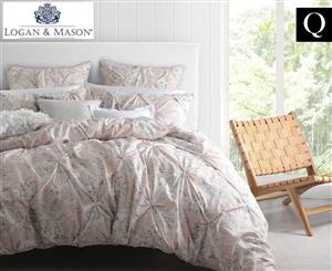 Logan & Mason Platinum Queen Bed Quilt Cover Set - Springwood Blush