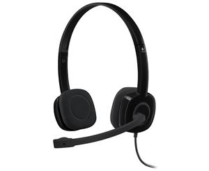 Logitech H151 Stereo Headset Light Weight Adjustable Headphone with Microphone 3.5mm jack In-line audio controls Noise-cancelling