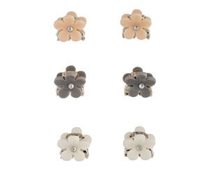 Lovisa Blush White Grey Flower Diamante Hair Claw Pack