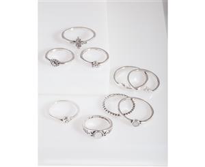 Lovisa Diamante Silver Thin Ring 9 Pack