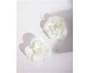 Lovisa White Double Fabric Flower Clip Pack