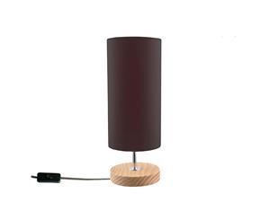 Luminite Wood Round Base Chocolate Table Lamp Bedside Light Decor Furniture