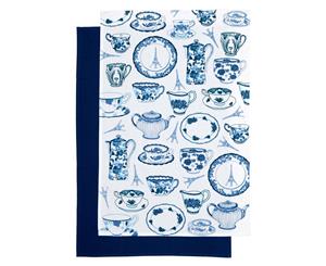 Marie Claire Palette Tres Teatowels Set of 2 Bleu