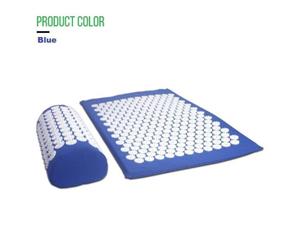 Massage Acupressure Yoga Mat with Pillow Cut Pain Stress Soreness ~ Blue