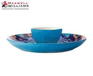 Maxwell & Williams Majolica 30cm Chip & Dip Ceramic Serving Platter Bowl Blue