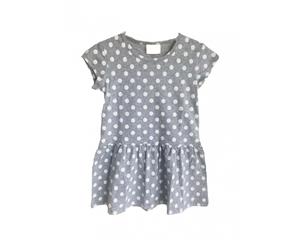 MeMaster - Girls Polka Short Sleeve Dress - Grey