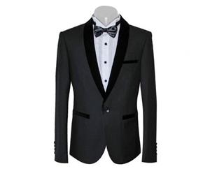 Men's Tuxedo Dinner SUIT - Black with BlackVelvet Lapel