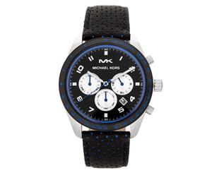 Michael Kors Men's 43mm Keaton Leather Watch - Black/Silver/Cobalt Blue