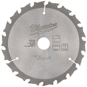 Milwaukee 140mm 18T TCT Circular Saw Blade Wood Cutting 4932430719