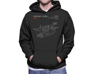 NASA European Research Laboratory Columbus Blueprint Men's Hooded Sweatshirt - Black