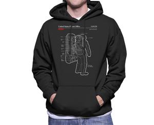 NASA Orlan Spacesuit Backpack Blueprint Men's Hooded Sweatshirt - Black