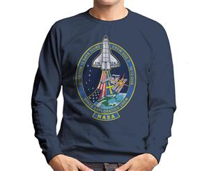 NASA STS 116 Discovery Mission Badge Distressed Men's Sweatshirt - Navy Blue