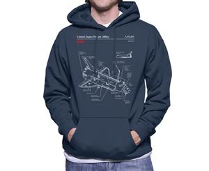 NASA Space Shuttle Blueprint Men's Hooded Sweatshirt - Navy Blue