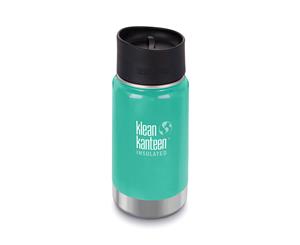 NEW KLEAN KANTEEN INSULATED WIDE CAFE CAP 12oz 355ml SEA CREST AQUA