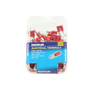 Narva 3mm Red Electrical Terminal Male Bullet - 100 Pack