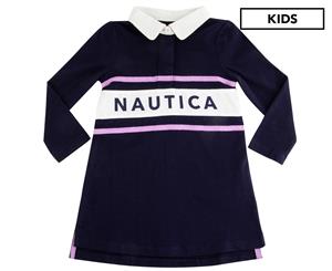 Nautica Toddler Girls' Across Chest Logo Rugby Jumper - Navy