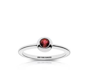 New York Rangers Ruby Ring For Women In Sterling Silver Design by BIXLER - Sterling Silver