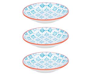 Nicola Spring Patterned Dipping Dishes - Small Bowls for Rice Soy Sauce & Olive Oil 10cm - Blue/Orange - Set of 3