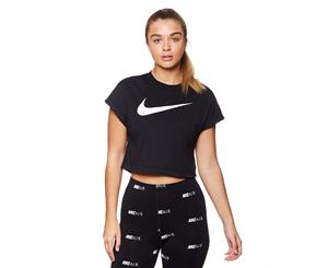 Nike Women's NSW Swoosh Short-Sleeve Crop Tee / T-Shirt / Tshirt - Black