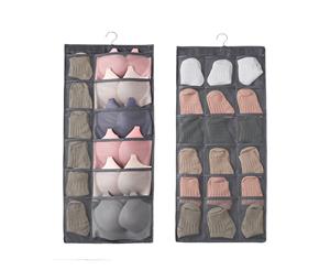 Non-Woven Hanging Socks Storage Bag Bra Underwear Rack - Grey1 Pack