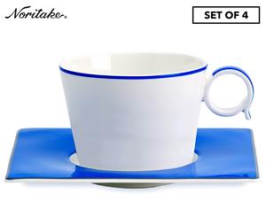 Noritake Contempo Amarillo Set of 4 Tea Cup & Saucer - Blue