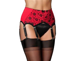 Nylon Dreams NDPUL6 Red 6 Strap Suspender Belt