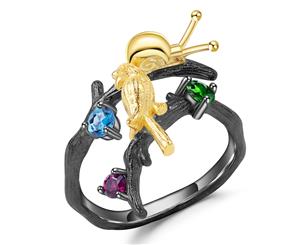 Olivia Yip - Magpies And Snails Get Along In Colored Stones Women's Ring