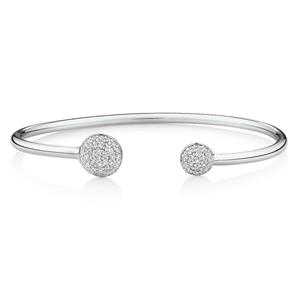 Open Circle Bangle with Cubic Zirconia in Sterling Silver