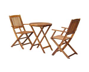 Outdoor Bistro Set 3 Piece Acacia Wood Folding Round Garden Table Chair