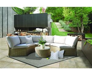 Outdoor Modular 6 Seater Resort Like Semi-Circle Lounge Set with Round Sofa and Table