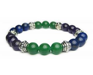 Overcoming Grief Support Healing Crystal Gemstone Bracelet - Handcrafted - Amethyst Aventurine and Lapis Lazuli 8mm