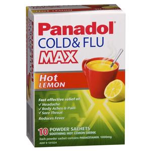 Panadol Cold and Flu Max Hot Lemon 10 Sachets