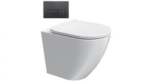 Parisi Ellisse MK II Wall Faced Toilet Suite with Blade Rectangular Matte Black Flush Plate