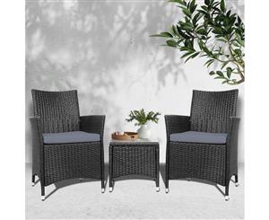 Patio Furniture 3 Piece Outdoor Setting Bistro Set Chair Table Wicker Gardeon