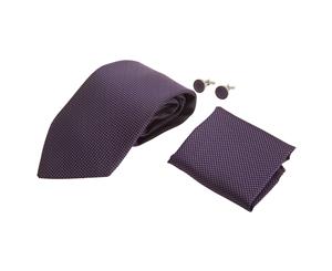 Pierre Roche Mens Tie Handkerchief And Cufflink Set (Purple) - TIE101