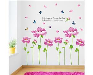 Pink Peony Flower Decals Wall Sticker (Size 230cm x 146cm)