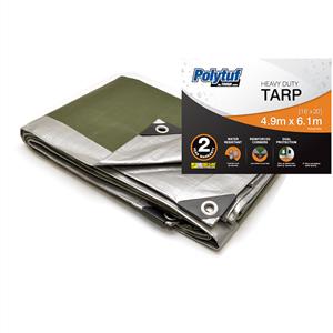 Polytuf 4.9 x 6.1m Silver / Green Heavy Duty Tarpaulin