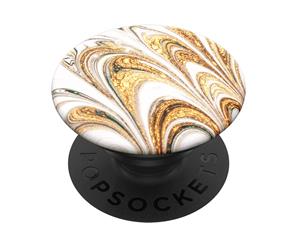 Pop Sockets Grip Universal Swappable Holder Golden Ripple w/ Base for Phones