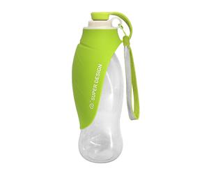 Portable Dog Water Bottle with Silicone Dispenser Green