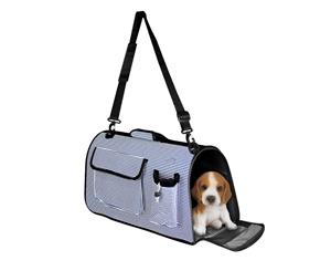 Portable Foldable Striped Zip-Up Cat Dog Carrier Pet Travel Bag