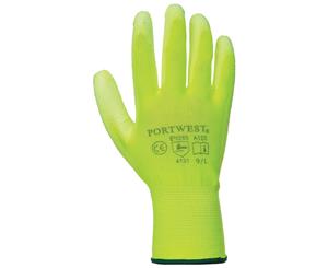 Portwest Pu Palm Coated Gloves (A120) / Workwear (Pack Of 2) (Yellow) - RW7024