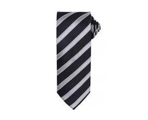 Premier Mens Waffle Stripe Formal Business Tie (Pack Of 2) (Black/Dark Grey) - RW6950