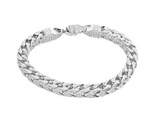 Premium Bling 925 Sterling Silver Bracelet - FRANCO 7x7mm - Silver