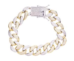 Premium Bling 925 Sterling Silver Bracelet - MIAMI CURB 16mm - Silver