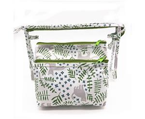 Printed Flower Cosmetic Bag/Storage Bag  3 Set