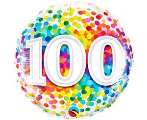 Qualatex 18 Inch 100Th Birthday Rainbow Confetti Circle Foil Balloon (Multicoloured) - SG11826